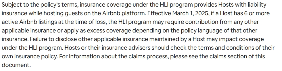 Screenshot_2-7-2026_105651_www.airbnb.com Airbnb AirCover Host Liability Insurance excess coverage clause for hosts with 6+ listings, effective March 1, 2025