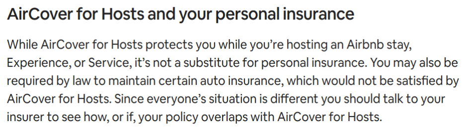 A close up of text AI-generated content may be incorrect_ (1) Excerpt taken June 2026 from Airbnb’s "Getting protected through AirCover for Hosts".