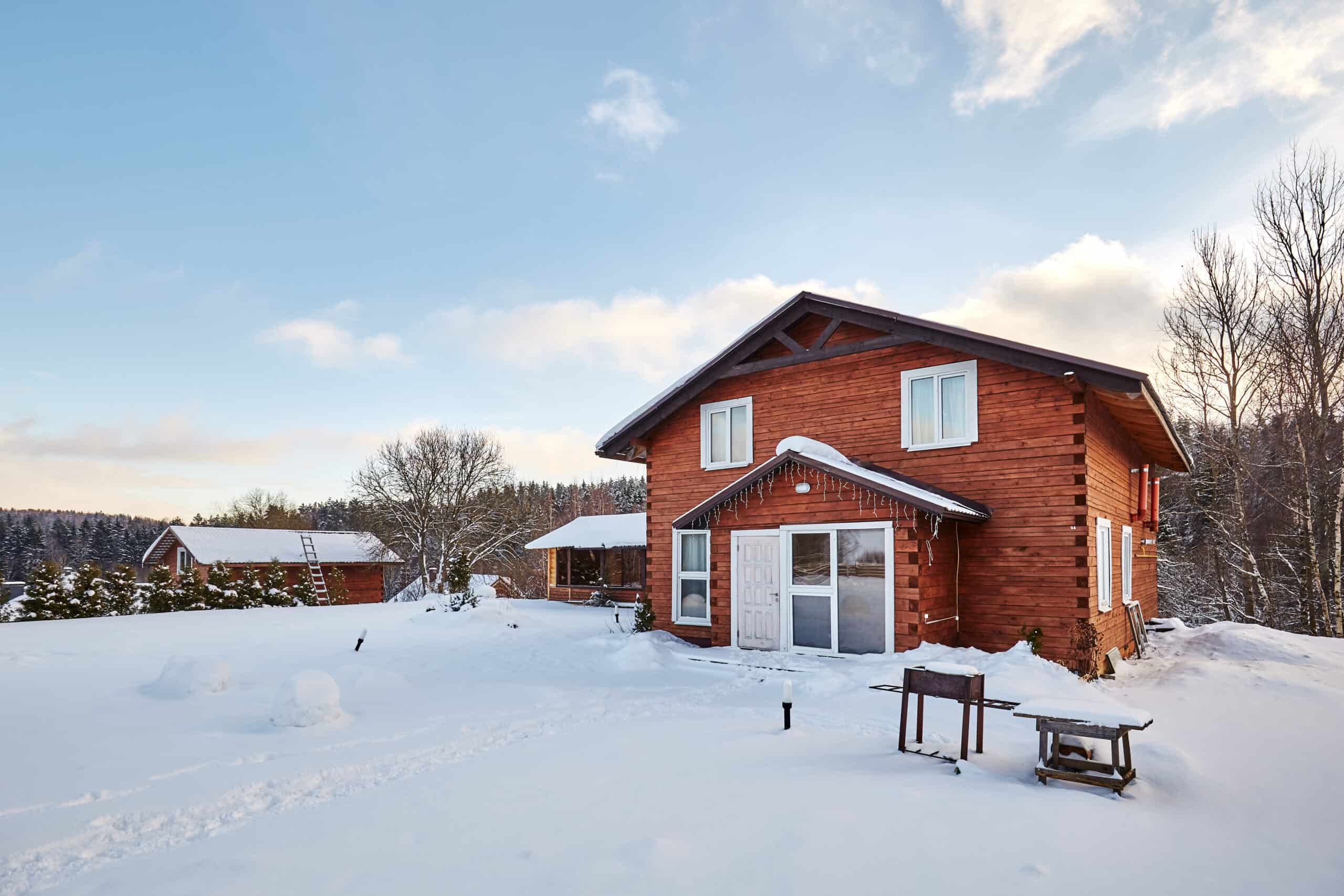 A mountain cabin Airbnb in the snow