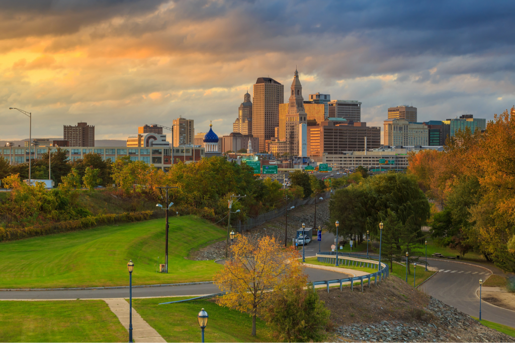 Image of Connecticut Skyline, to represent Airbnb Laws in Connecticut