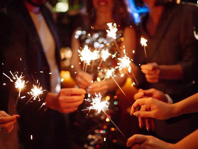 Sparklers at a new years eve party