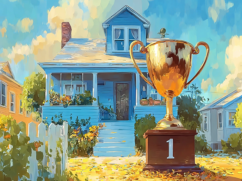 a short-term rental sits behind a #1 trophy, a signal that Proper Insurance is the best coverage for Airbnb hosts for property damage, liability, and lost business revenue.