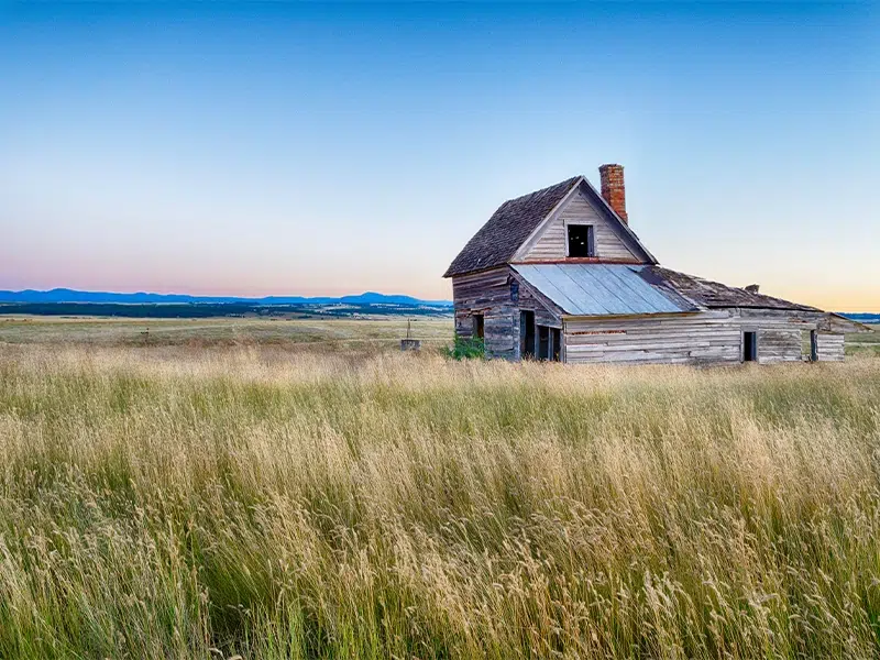 A barn at sunset in South Dakota