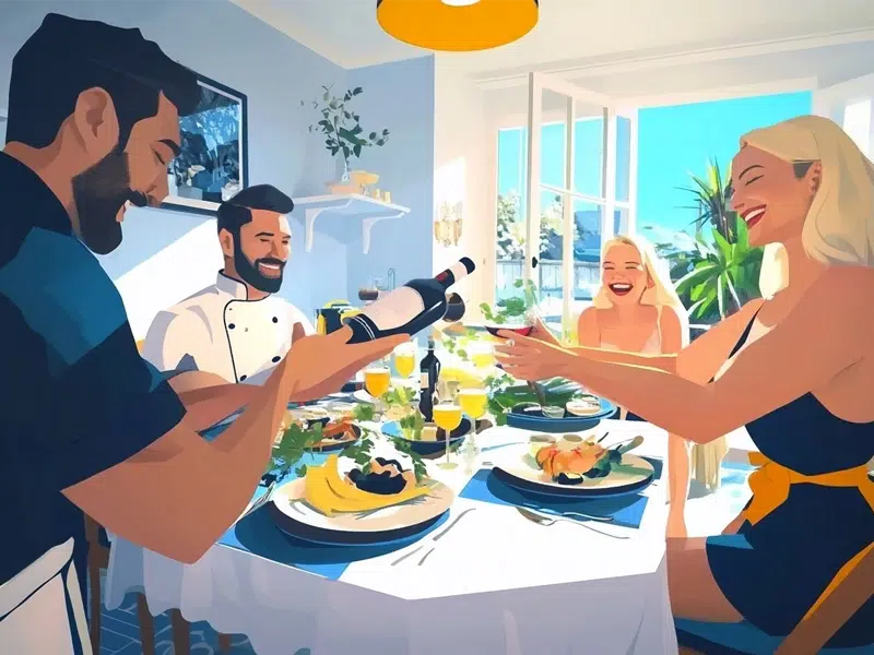 Airbnb Services Chef Pours Wine for Guests on Bachelorette Trip