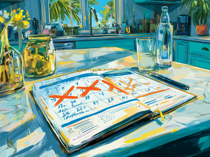 Blocked off dates on calendar